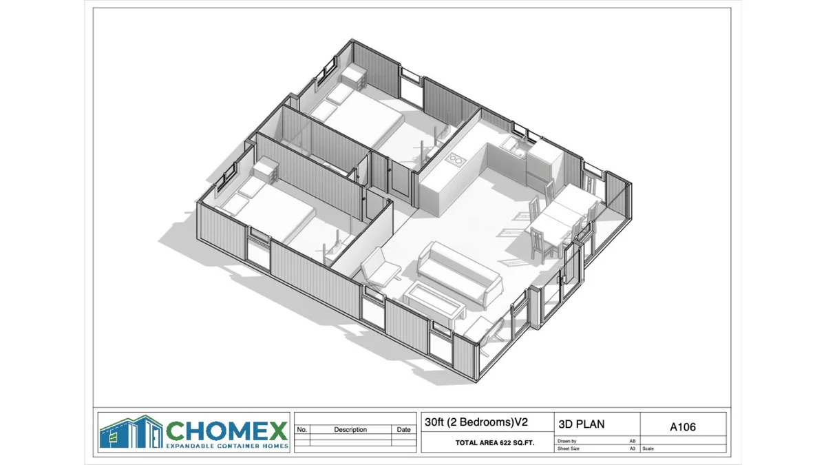 Haven Nest - 30' Expandable Container Home | 2 Bedrooms | Full Bath, Kitchen, Living Room | 585 SF Modular Tiny Home - Image 7