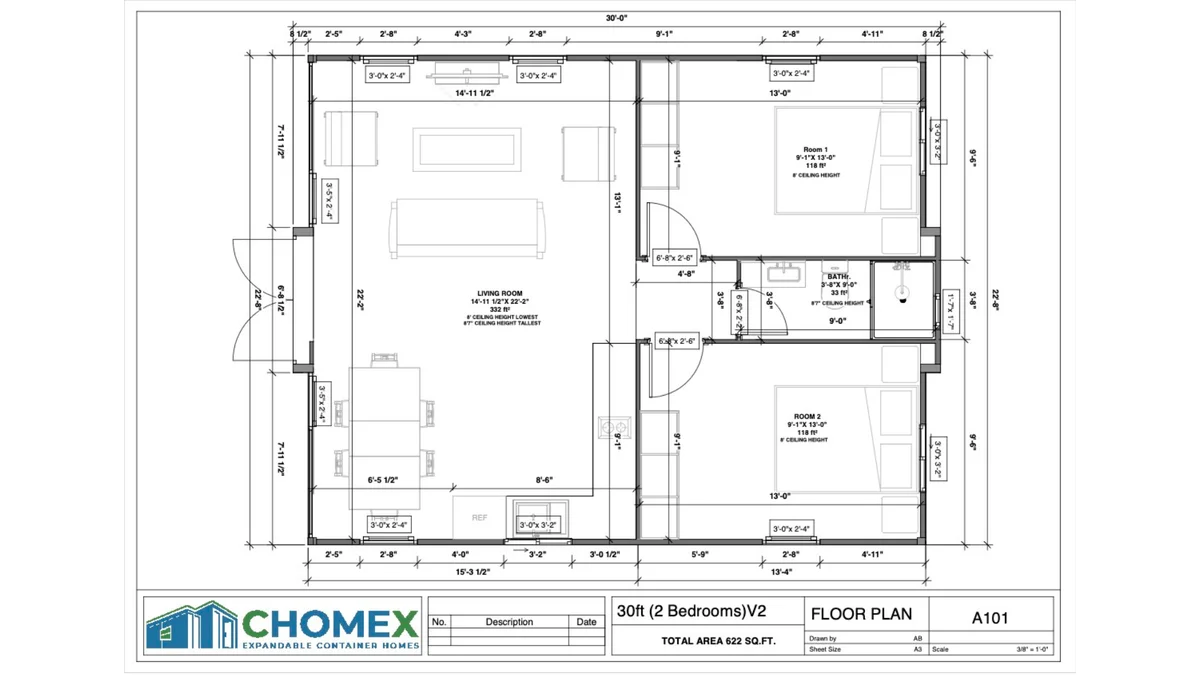 Haven Nest - 30' Expandable Container Home | 2 Bedrooms | Full Bath, Kitchen, Living Room | 585 SF Modular Tiny Home - Image 8
