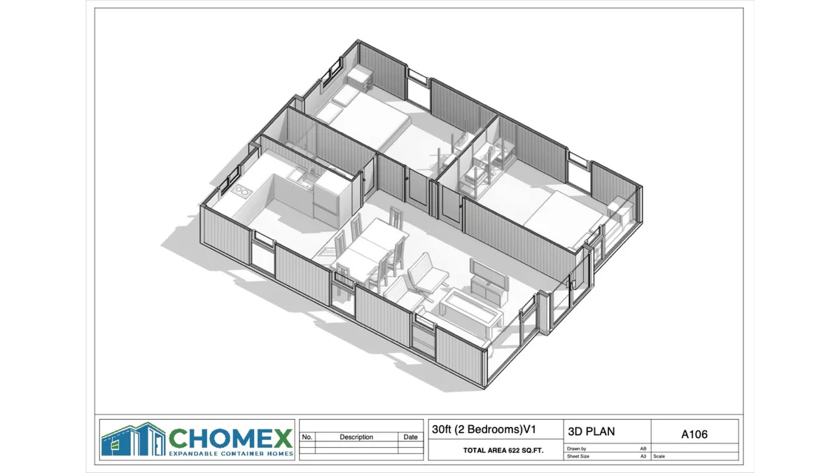 Haven Nest - 30' Expandable Container Home | 2 Bedrooms | Full Bath, Kitchen, Living Room | 585 SF Modular Tiny Home - Image 9