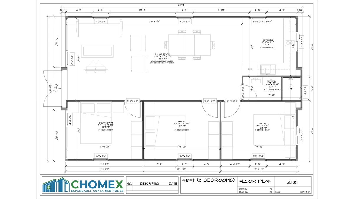 Grand Luxe - 40'+ Expandable Container Home | 3 Bedrooms | Full Bath, Kitchen, Living Room | High-Ceiling Modular Home (865 SF) - Image 10