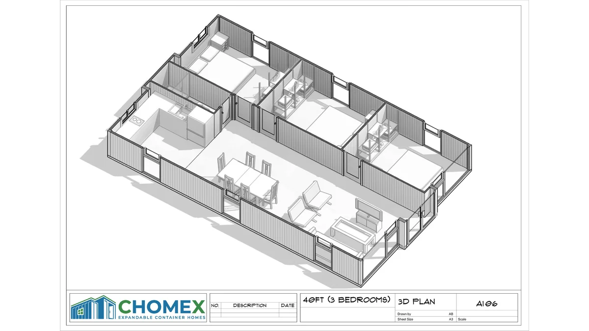 Grand Luxe - 40'+ Expandable Container Home | 3 Bedrooms | Full Bath, Kitchen, Living Room | High-Ceiling Modular Home (865 SF) - Image 9