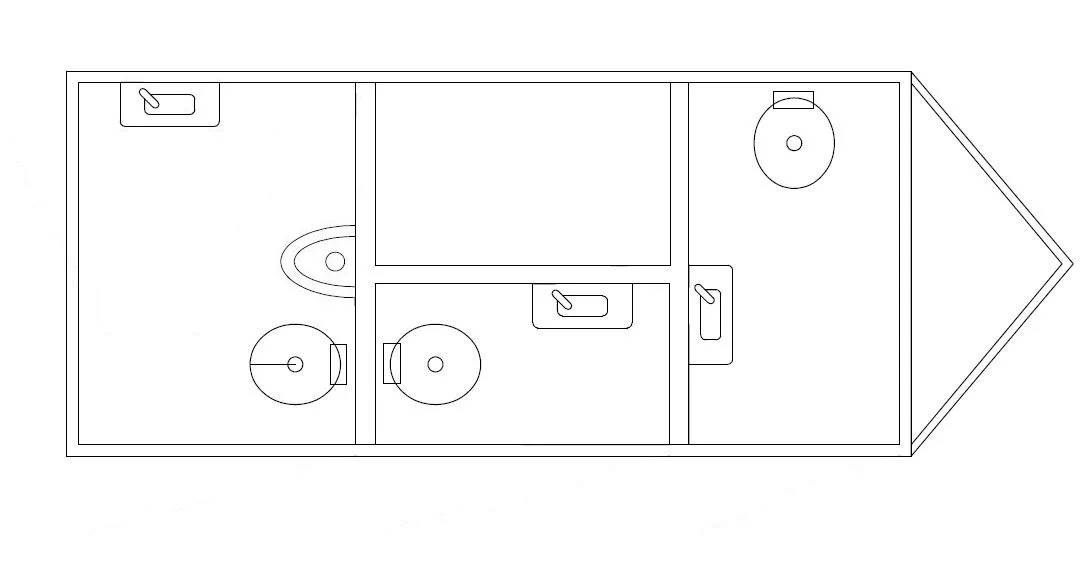 3-Stall Compact Restroom Trailer - Image 2