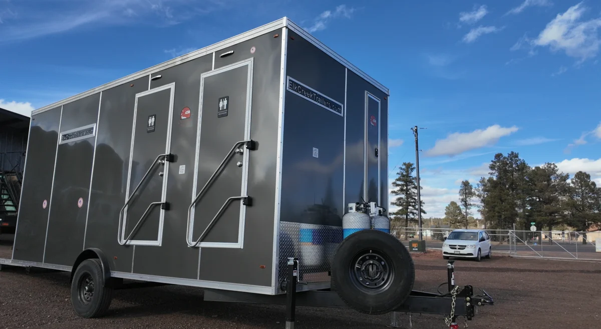ADA+ 2 Stall Restroom/Shower Trailer Hydraulic Wheelchair Lift Extreme Winter Package 20' x 8'