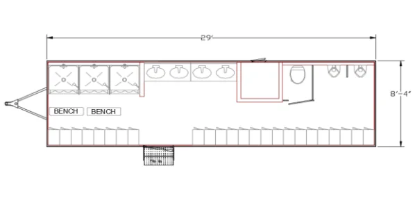 3 Station Shower Trailer Portable Restroom Rentals Locker Combo - Image 12