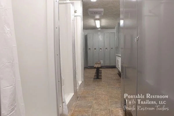 3 Station Shower Trailer Portable Restroom Rentals Locker Combo - Image 4