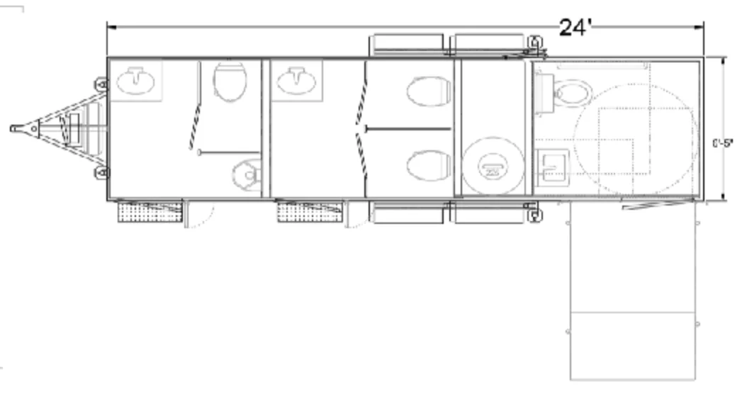 USED ADA Restroom Trailer + 4 Station | Oahu Series- Public Floor Plan - Image 18