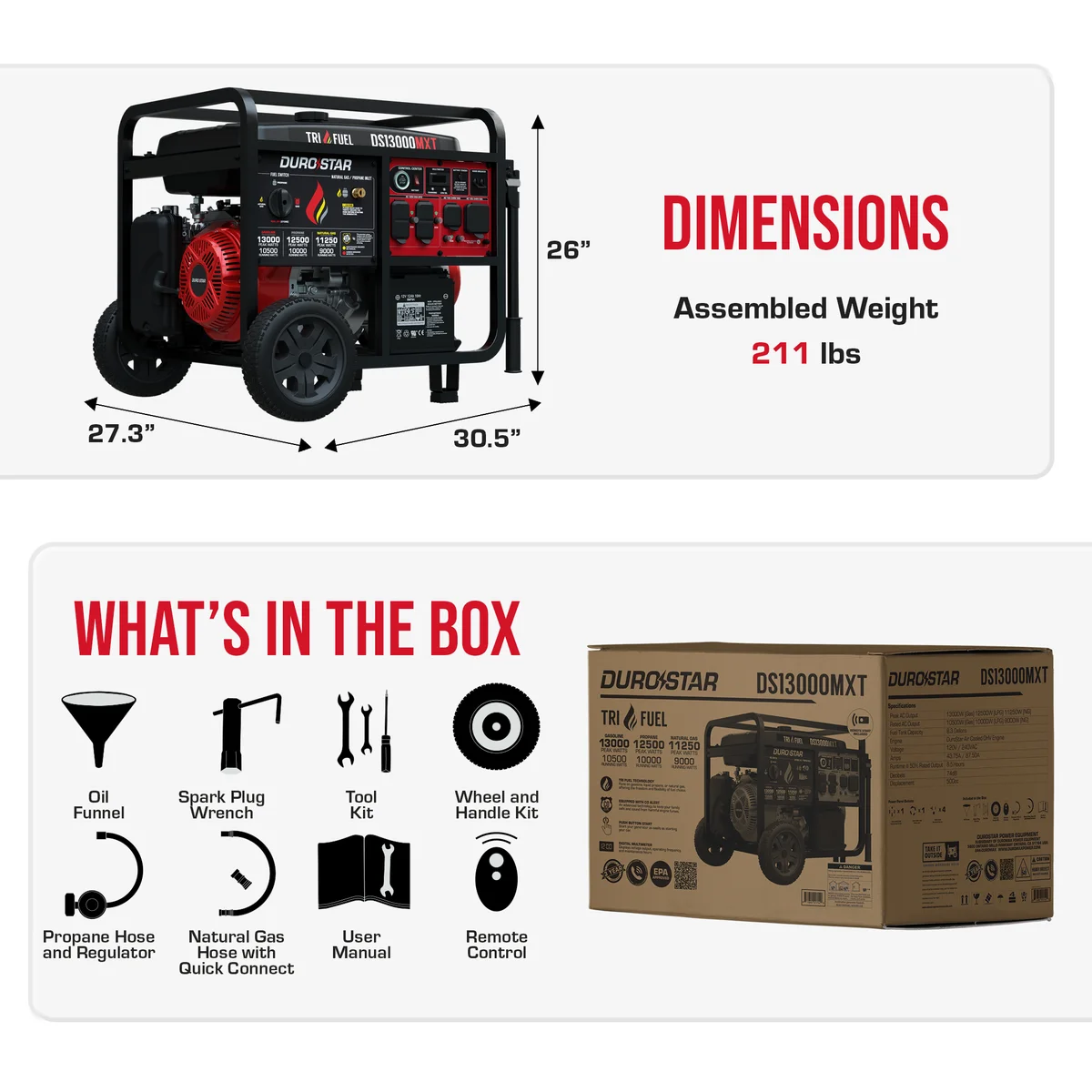 13,000 Watt Tri Fuel Portable Generator w/ CO Alert - Image 8