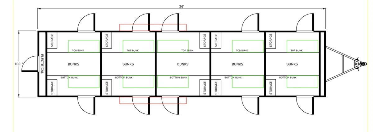 Brilliance 10 Station Portable Bunkhouse Trailer- Private Floor Plan - Image 2