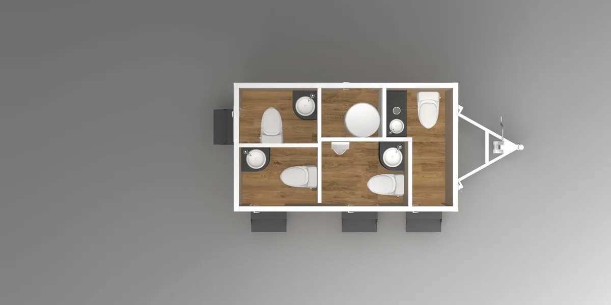 4 Station Bathroom Trailer | Calypso Series - Private Floor Plan - Image 16