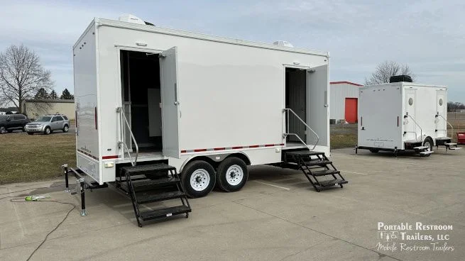 6 Station Portable Bathroom Trailer | Coastal Series 4 Season Package - Image 3