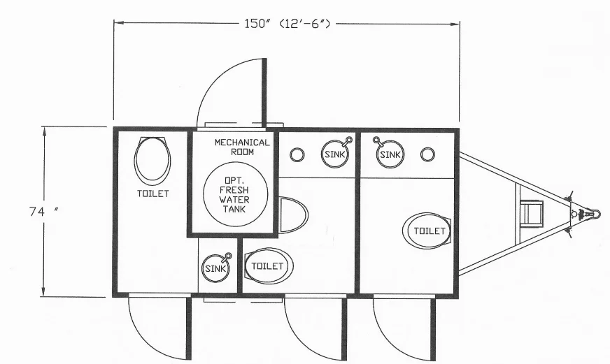 3 Station Restroom Trailer | Affordable Advantage Series - Image 18