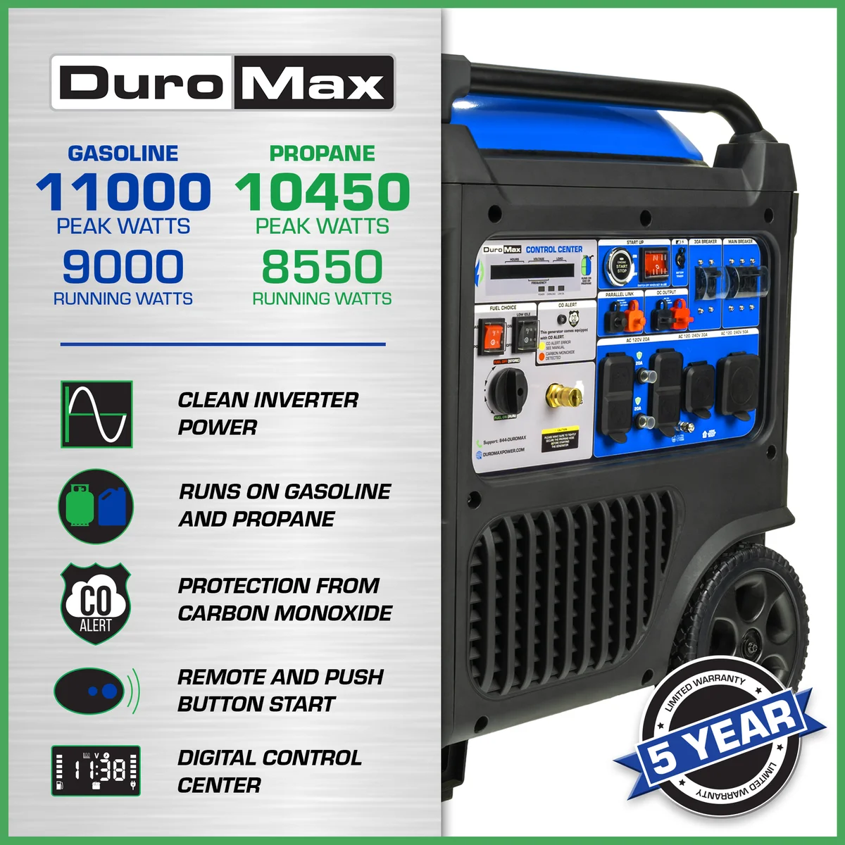 11,000 Watt Portable Dual Fuel Inverter Generator - Quiet, Low THD - Image 2