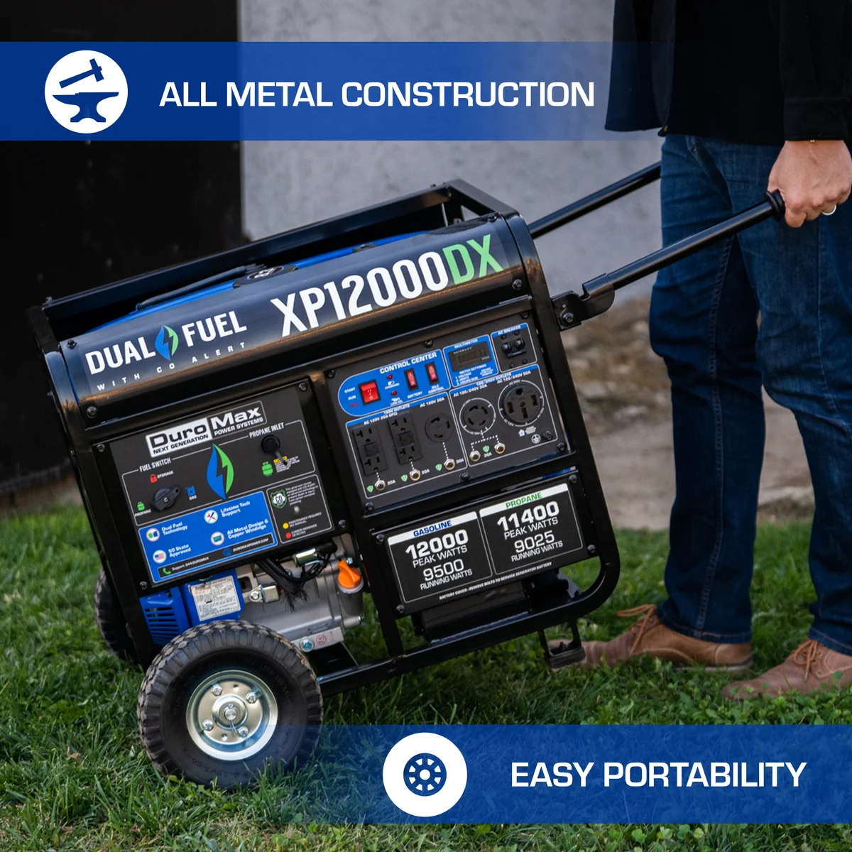 12,000 Watt Dual Fuel Portable Generator w/ CO Alert - Image 11