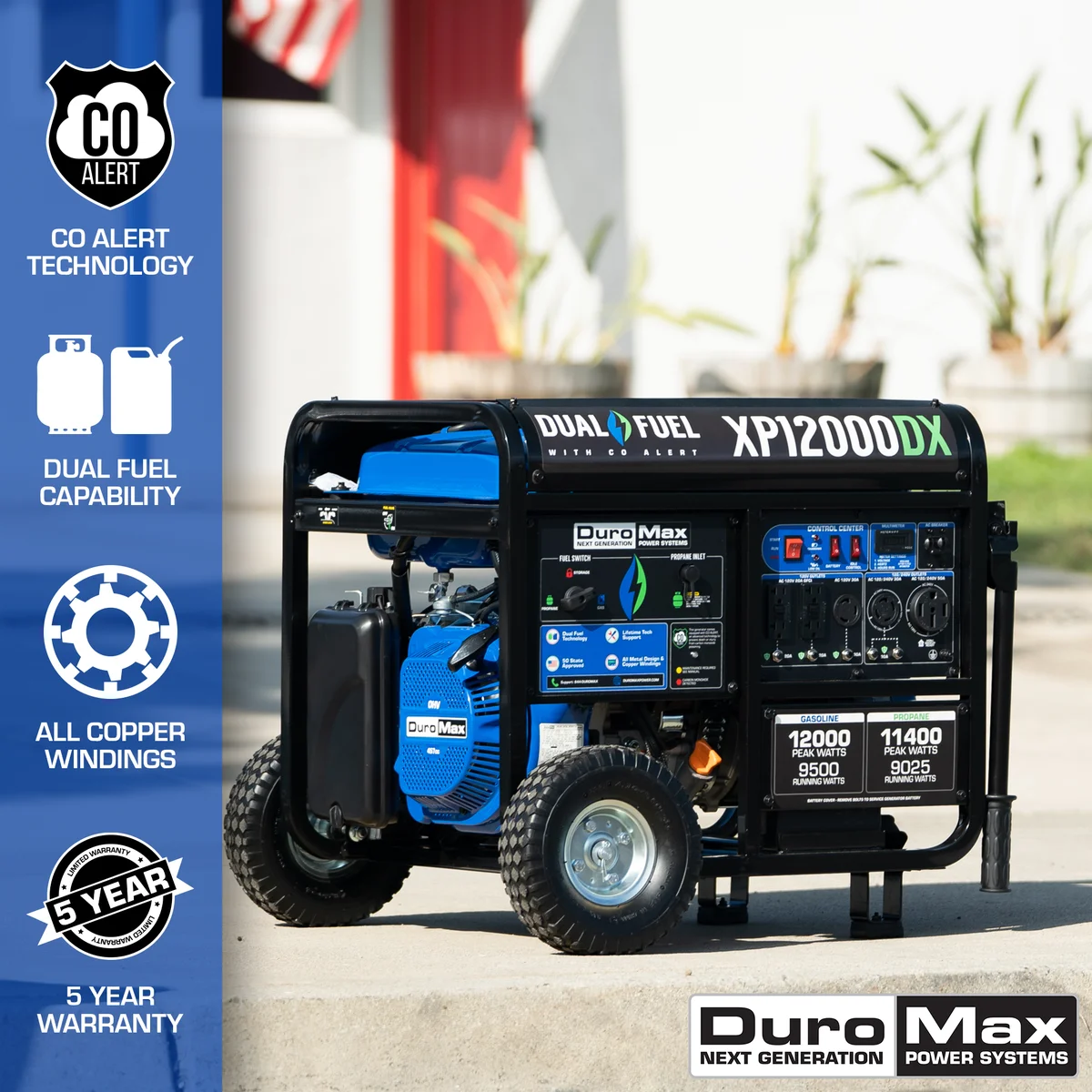 12,000 Watt Dual Fuel Portable Generator w/ CO Alert - Image 2