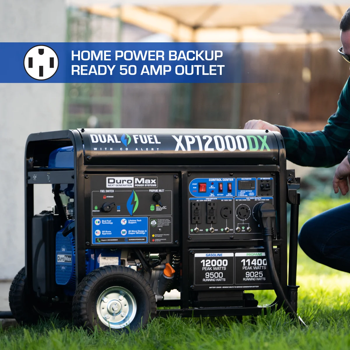 12,000 Watt Dual Fuel Portable Generator w/ CO Alert - Image 6