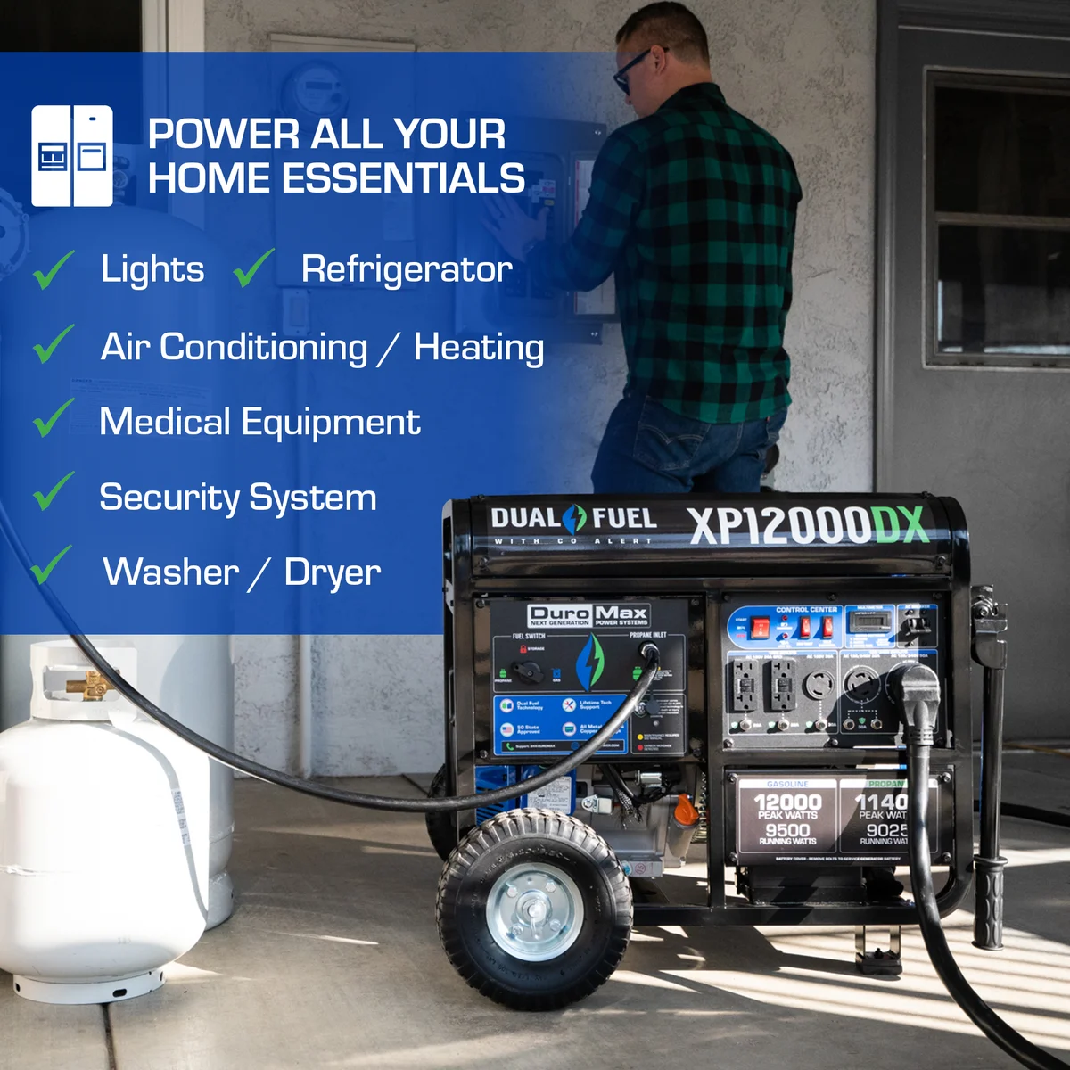 12,000 Watt Dual Fuel Portable Generator w/ CO Alert - Image 8
