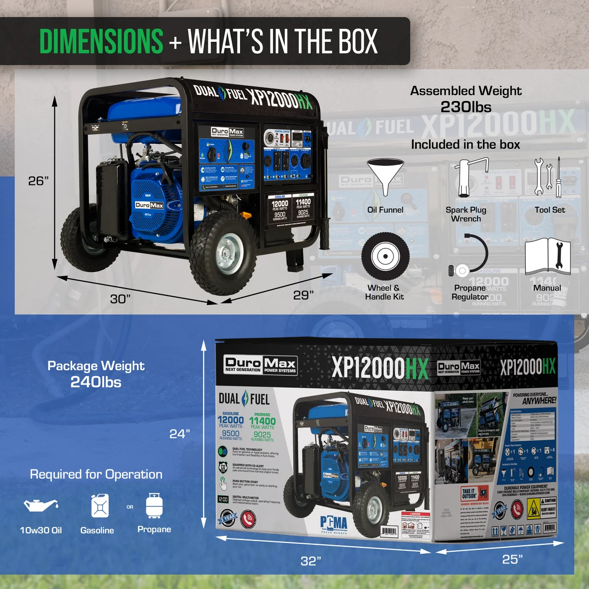 12,000 Watt Dual Fuel Portable HX Generator w/ CO Alert - Image 11