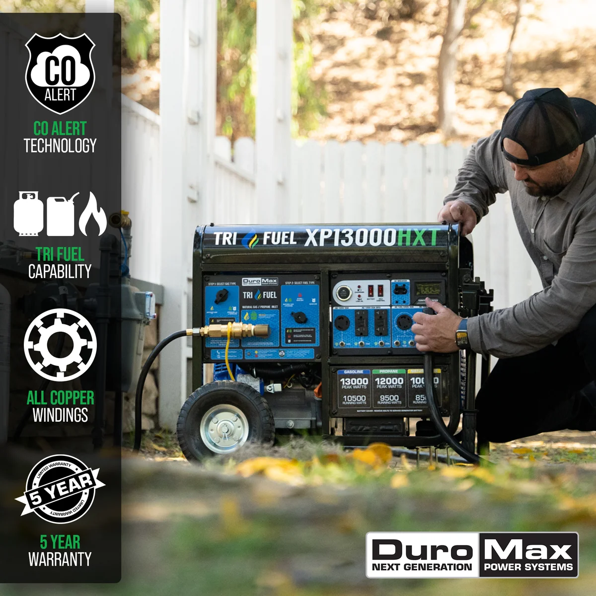 13,000 Watt Tri Fuel Portable HXT Generator w/ CO Alert - Image 2