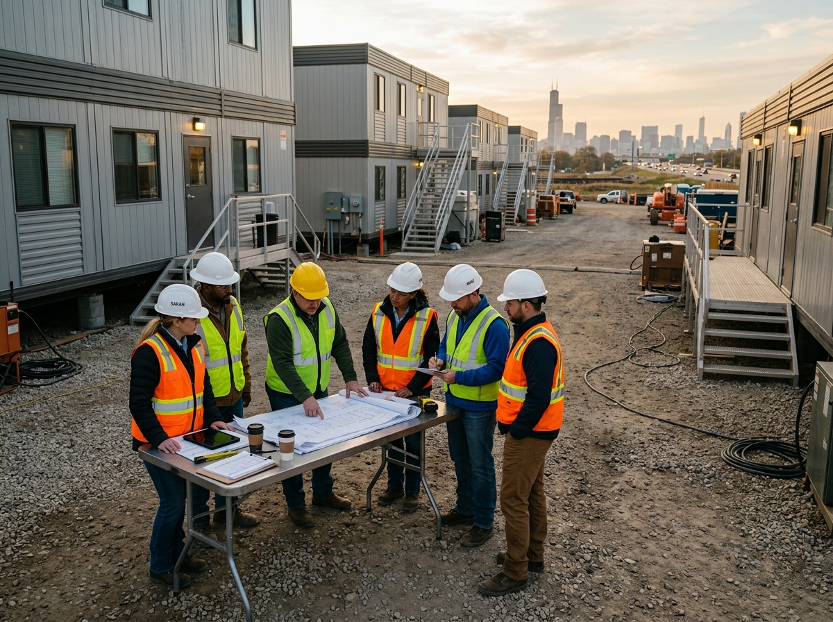 RIM Camping team at a construction site