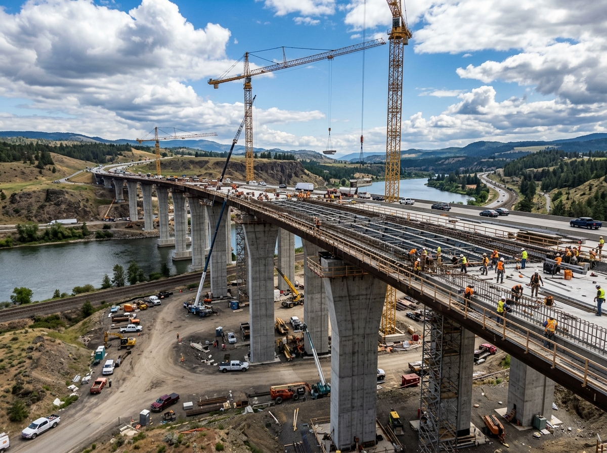 Highway bridge construction project