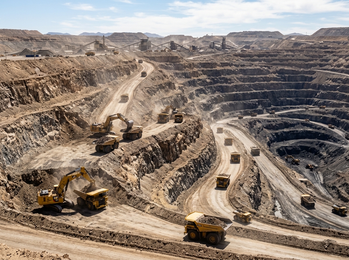 Mining operation with heavy equipment