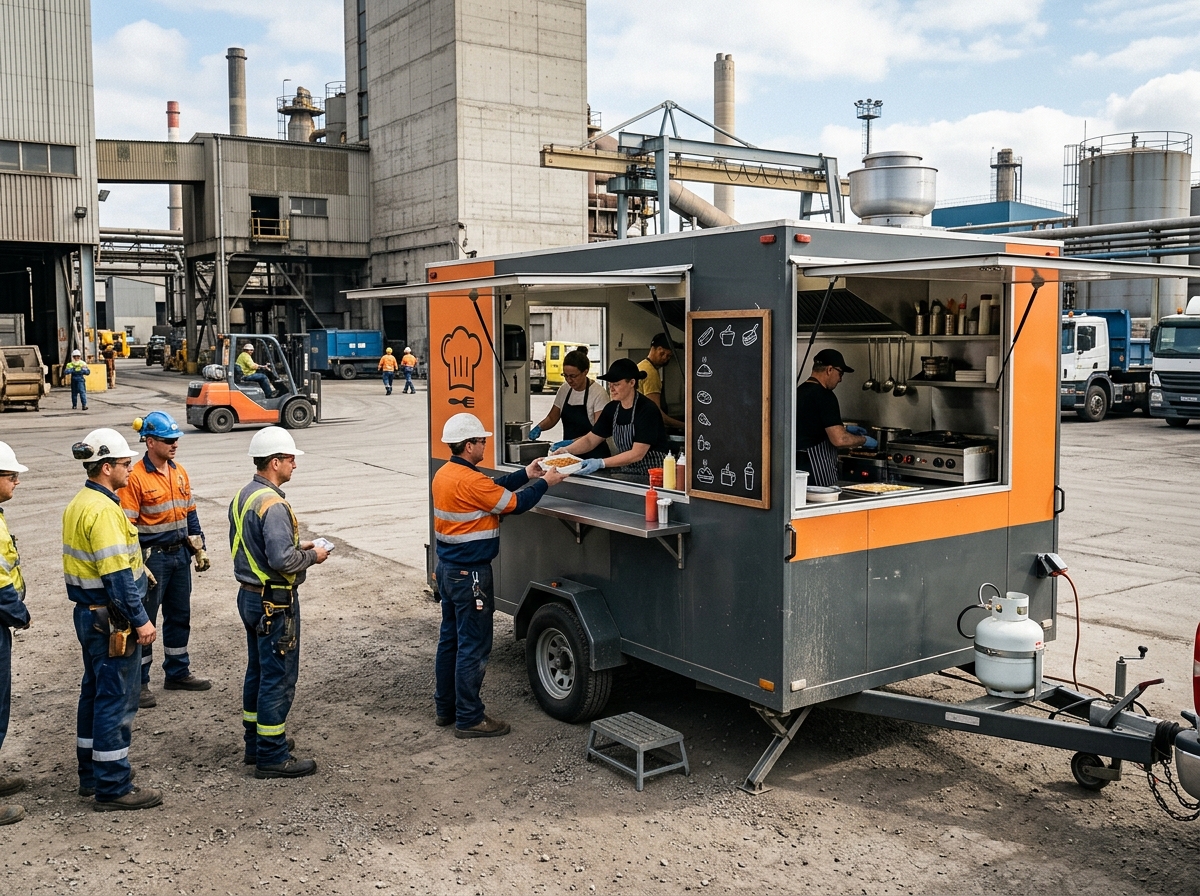 Mobile kitchen trailer at camp